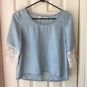 Denim and lace crop top